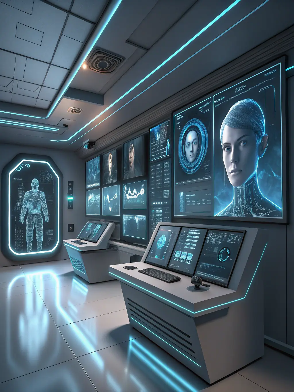 A security control room featuring Spook's facial recognition technology identifying individuals in real-time.